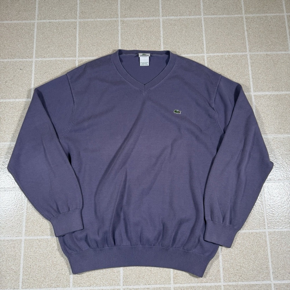 Lacoste Sweater Men XXL/8 Purple Pullover VNeck Long Sleeve Cotton Casual France